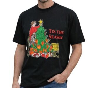 M & O Men's‎ Y2K 'Tis the Season' Short Sleeve Casual Pullover T-Shirt Size XL